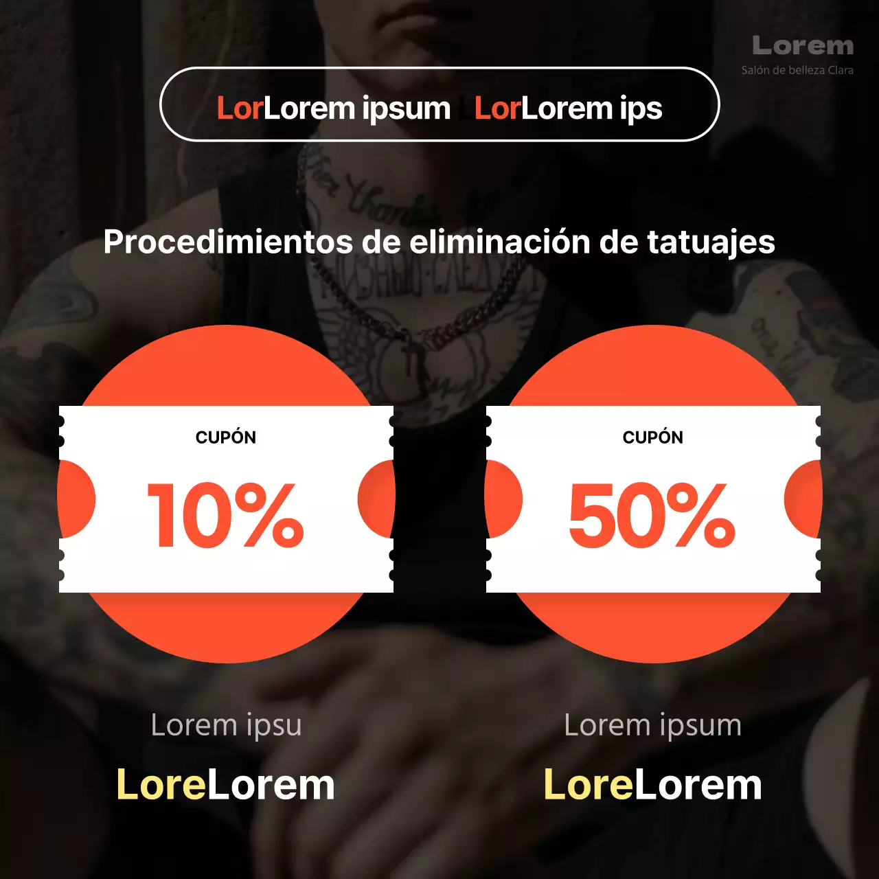 Promocione los procedimientos de eliminación de tatuajes de moda con toques naranjas