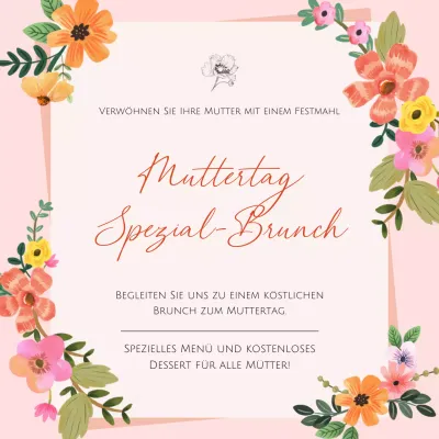 Elegantes Muttertagsbrunch in Rosa und Grün Anzeige