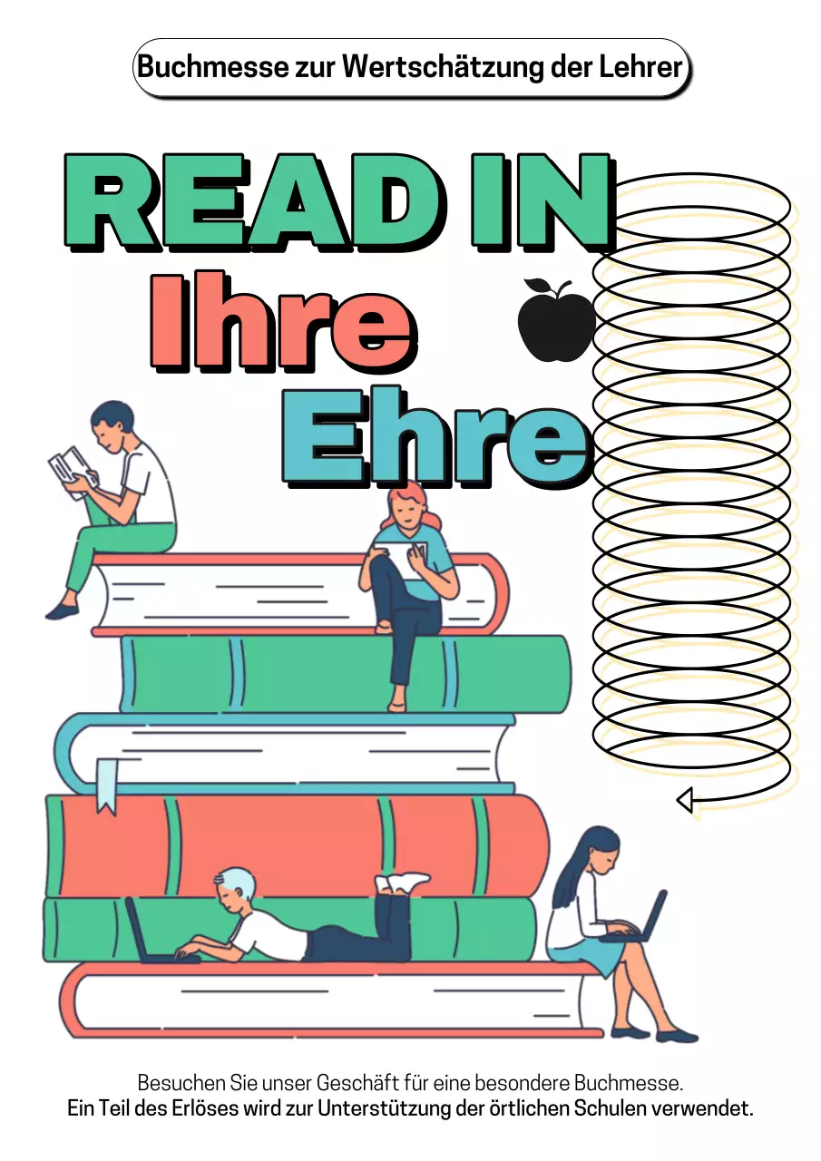 Grün und Orange Trendy Teachers' Day Lese-Event-Anzeige