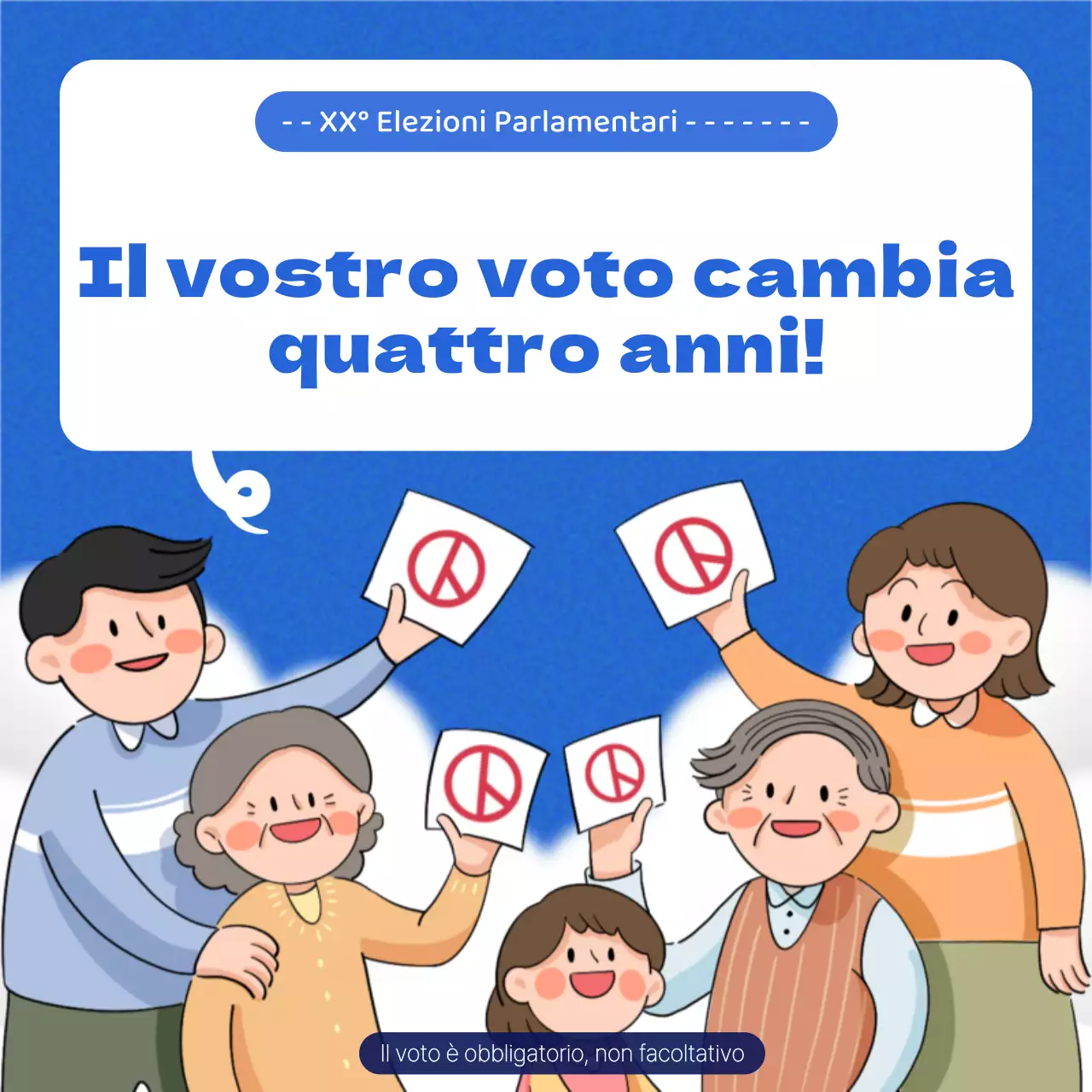 Semplice promozione elettorale e di voto in bianco e blu
