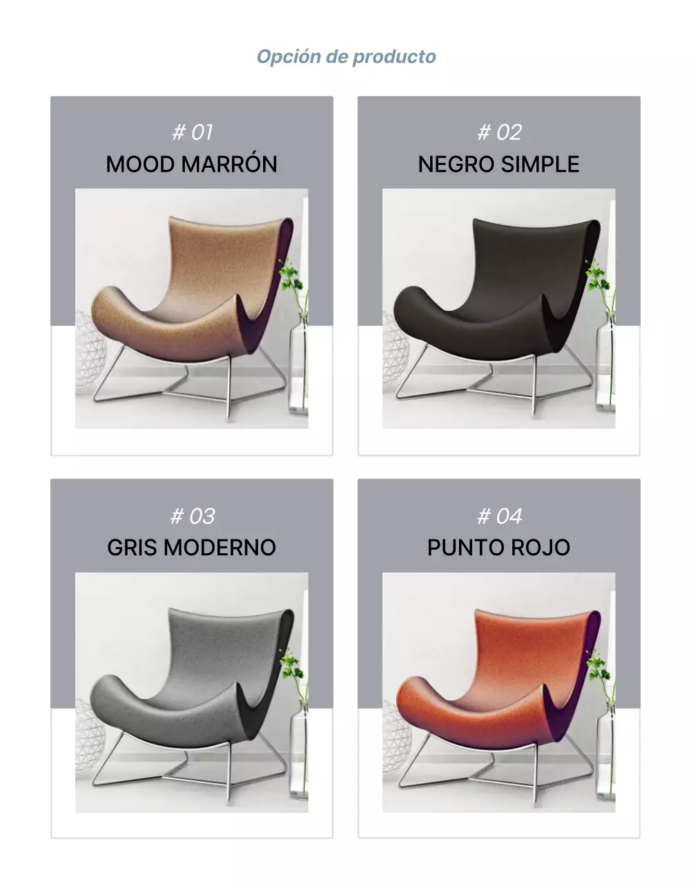 Promocionar productos para vender muebles sencillos grises y azules