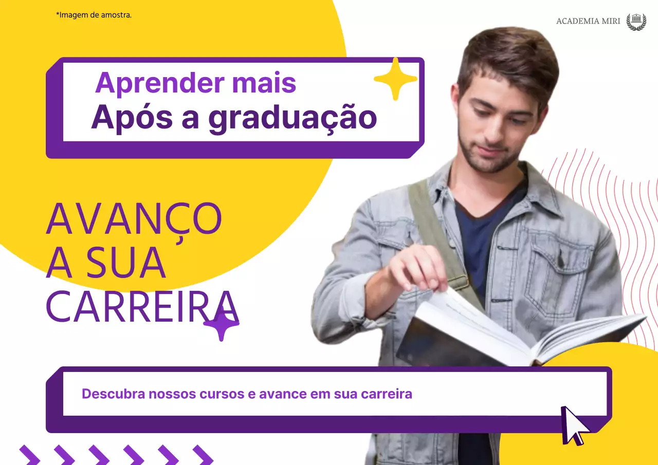 Publicidade de carreira geométrica roxa e amarela