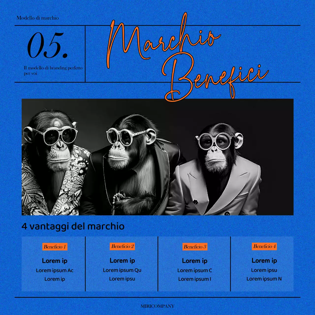 Una semplice dichiarazione di marchio in blu e arancione