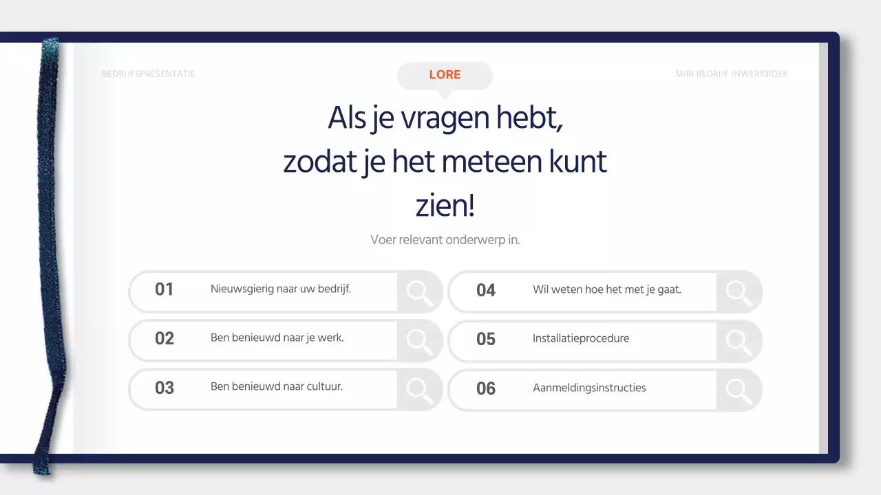 Eenvoudig blauw en oranje onboarding trainingsmateriaal voor nieuwe werknemers