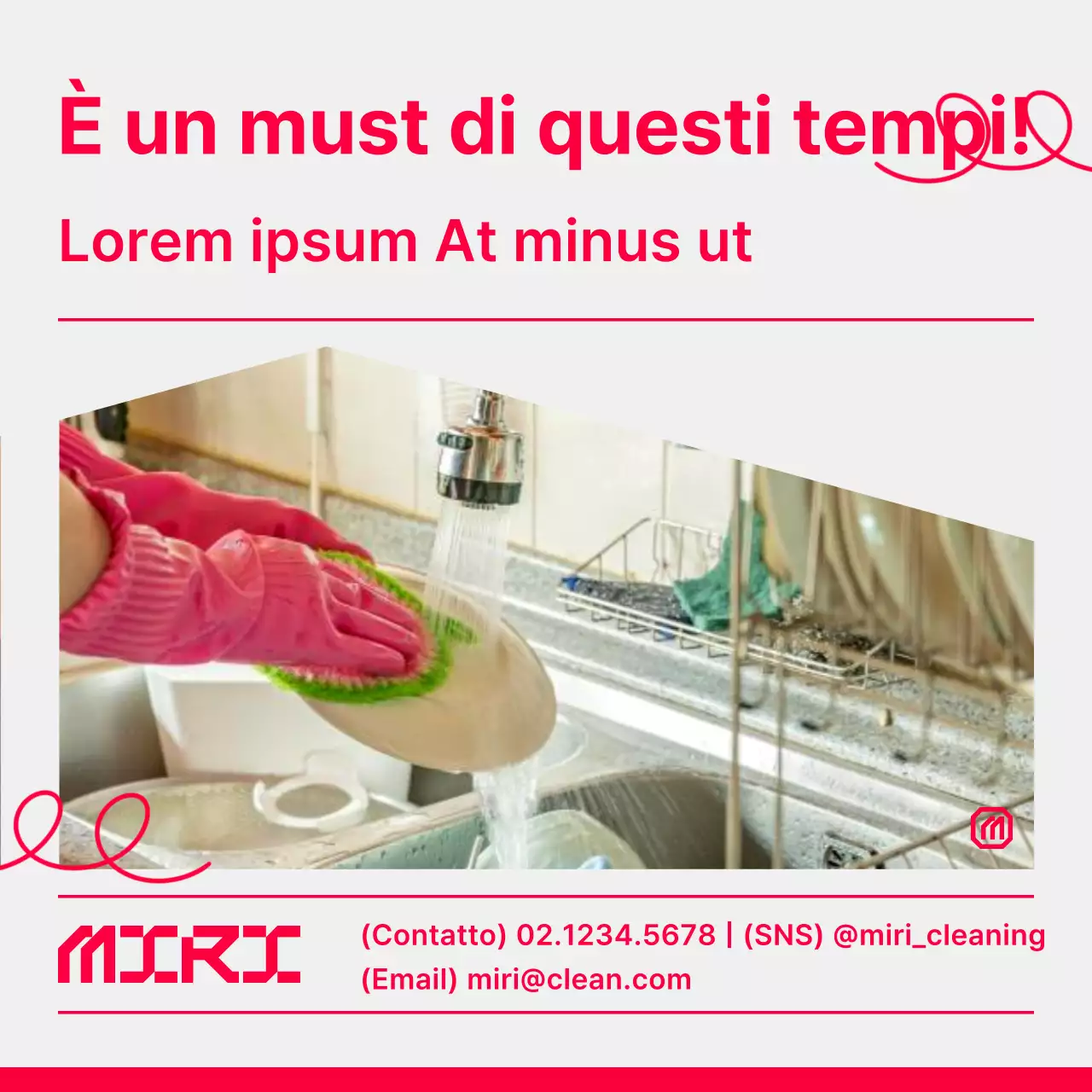 Promuovere una semplice impresa di pulizie in grigio e rosa acceso