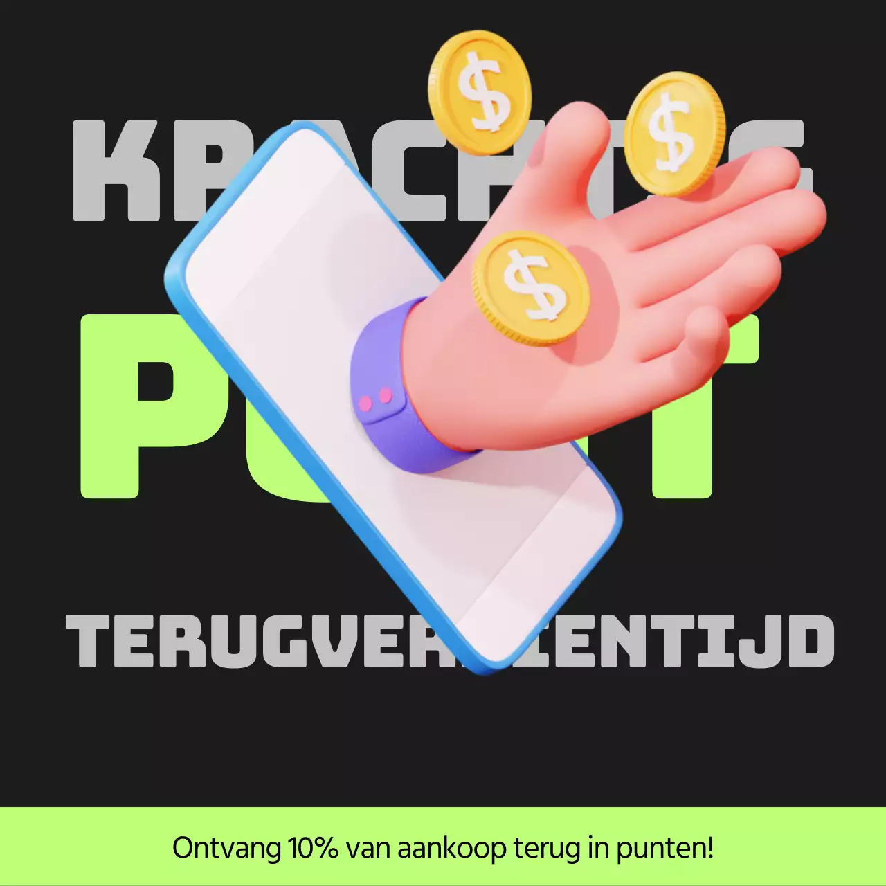 Cyberpunk points payback post in zwart en limoengroen