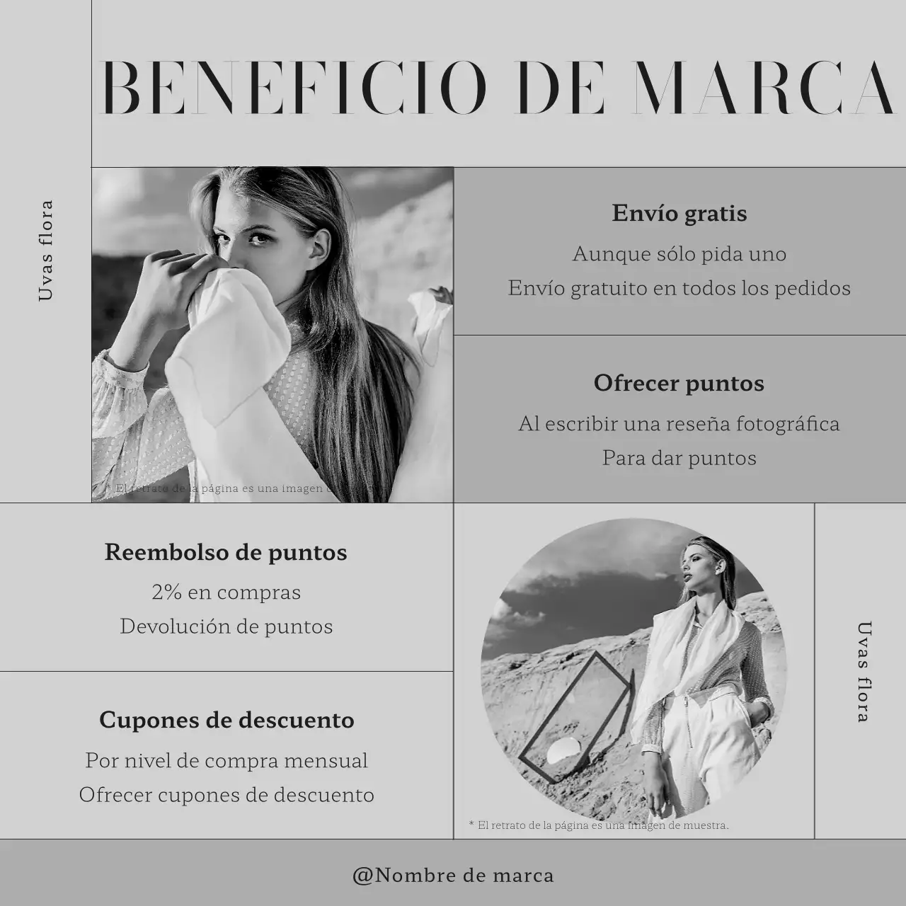 Comercialización de una marca de moda moderna en blanco y negro