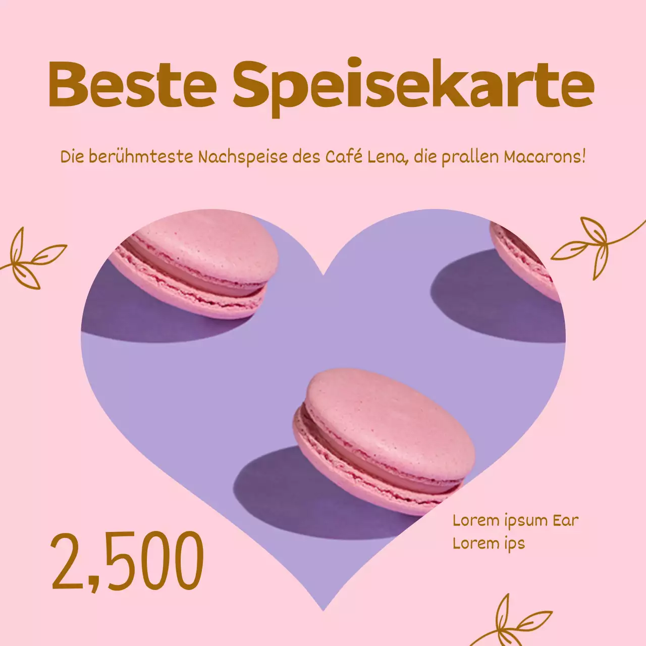 Eine Pop-Art-Kollektion von Café-Ankündigungen in Braun und Rosa Newsletter