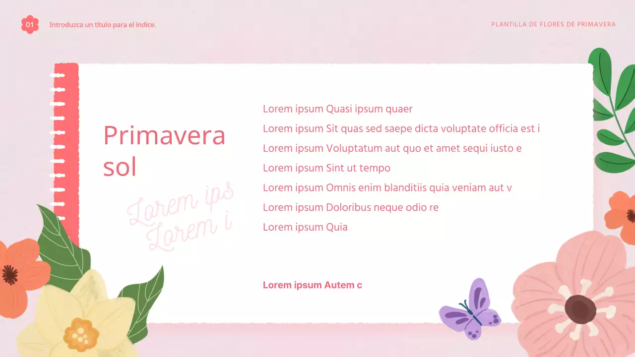 Propuesta de plantilla con bonitas flores primaverales en rosa y blanco