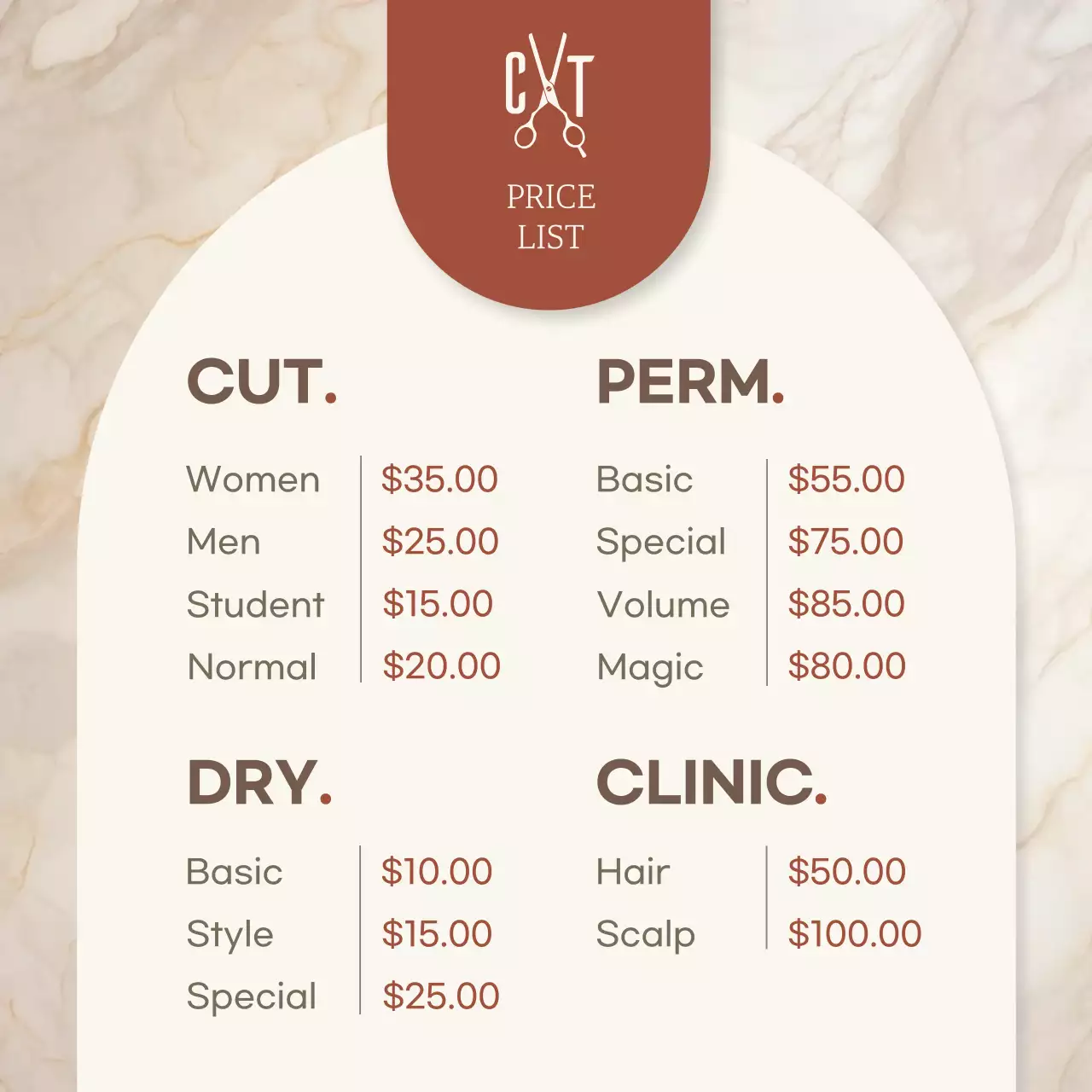 Beige Modern Salon Menu Social Media Post