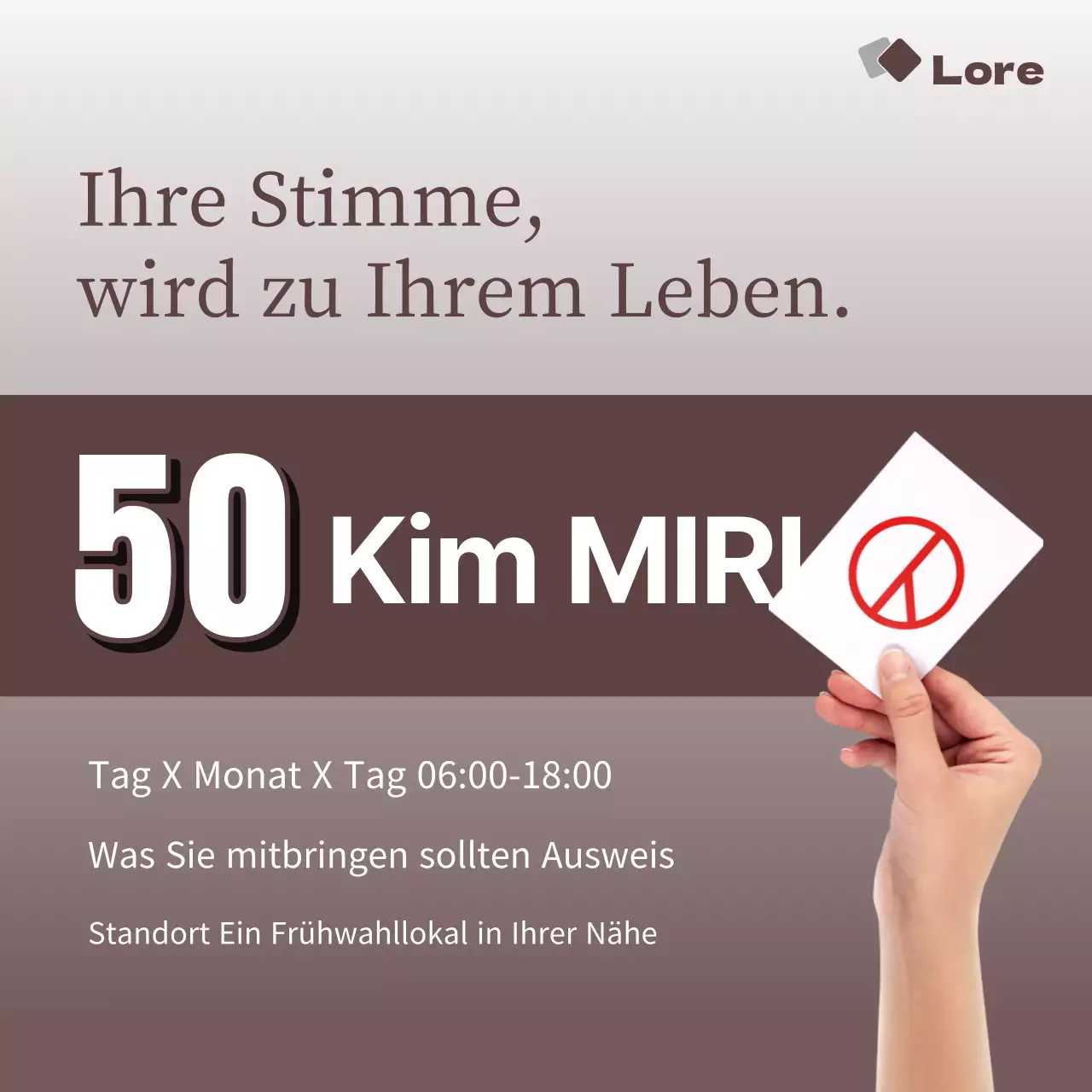 Förderung von Wahlkandidaten in braun und einfach