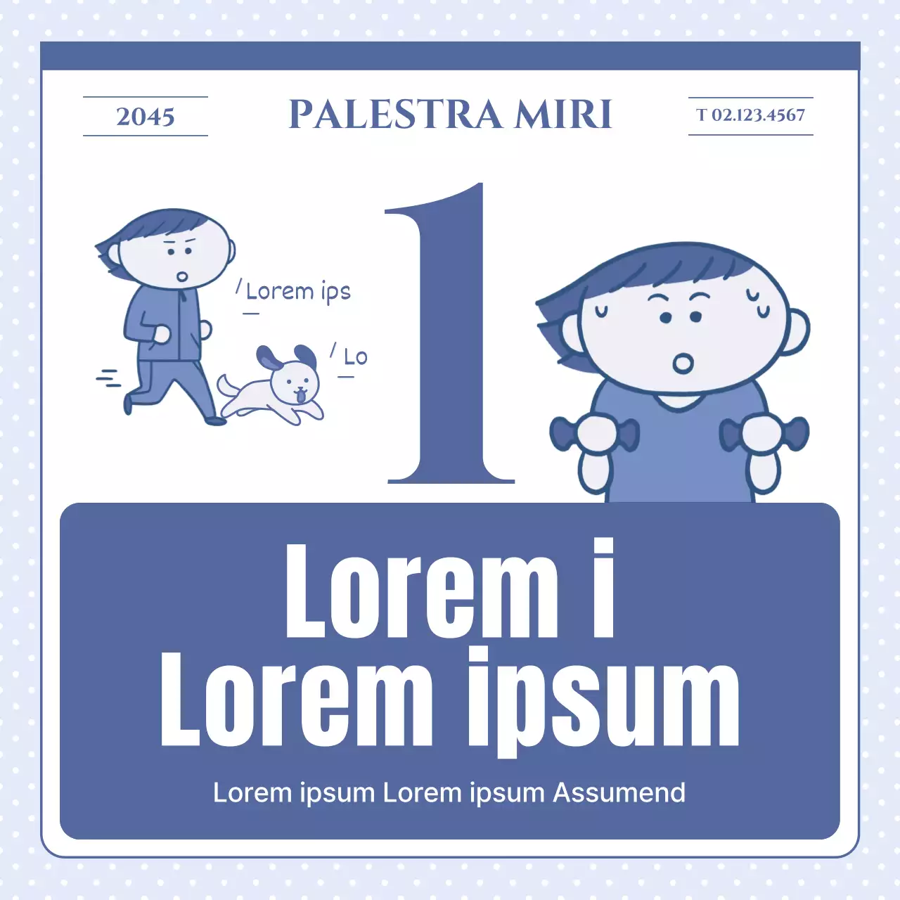 Promuovere il fitness con un calendario in stile retrò blu e azzurro