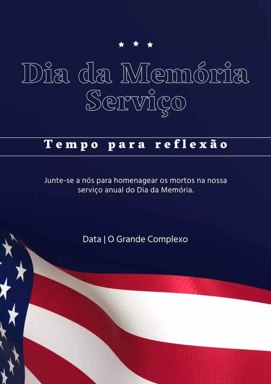 Convite para cerimónia tradicional do Dia da Memória em azul-marinho e branco