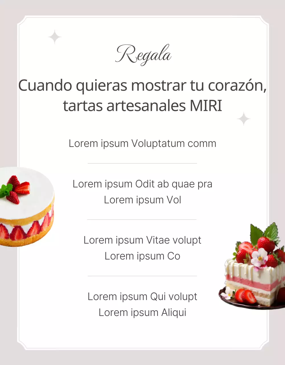 Promover un pastel clásico de panadería en beige