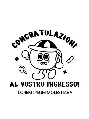 Merce per la celebrazione dell'ingresso alla scuola elementare con simpatiche illustrazioni di disegno