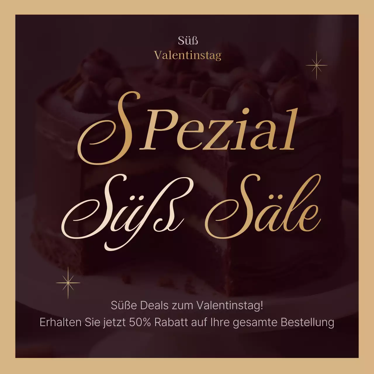 Flyer zum Valentinstag in Braun und Beige mit einem Hauch von Klasse