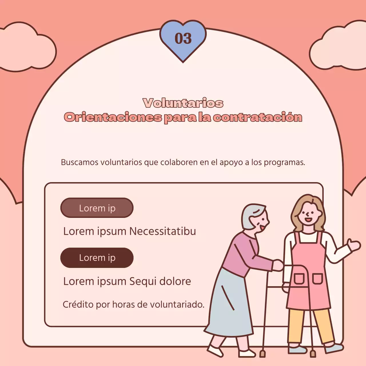 Un sencillo boletín mensual de la oficina de bienestar social en marrón y rosa