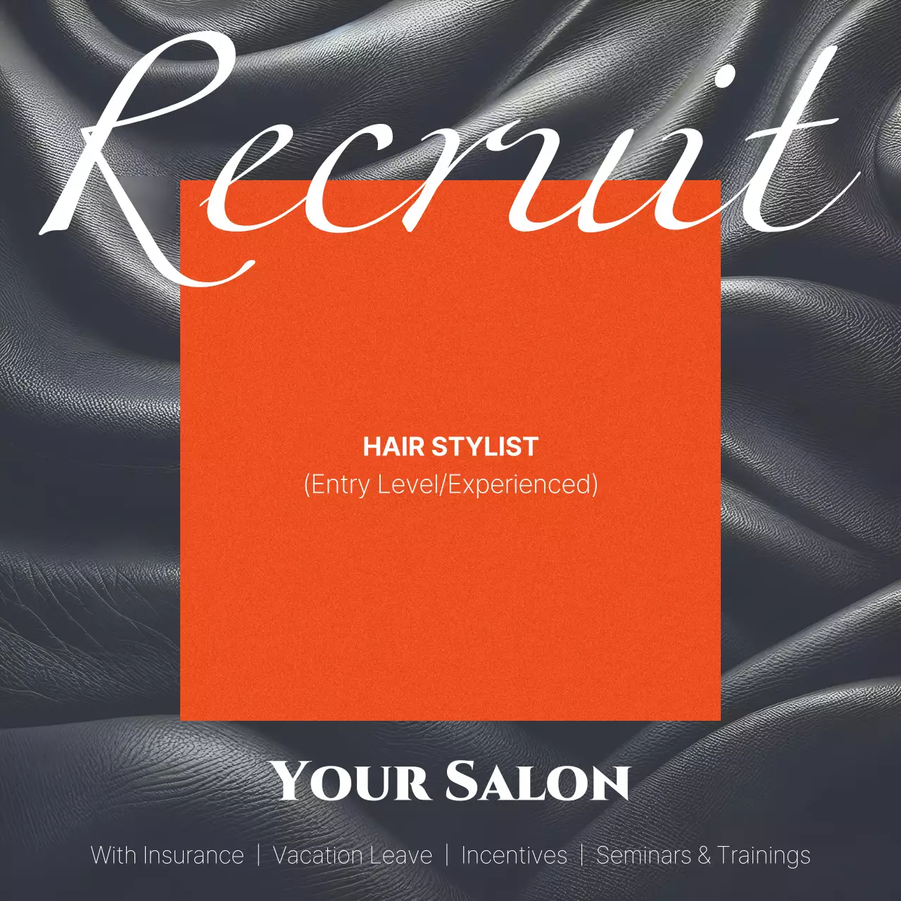 Orange Elegant Recruitment Job Social Media Post