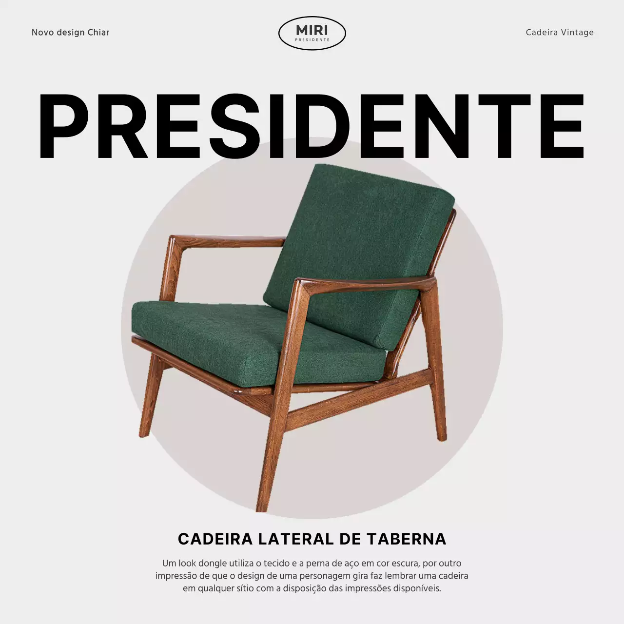 Marca uma cadeira simples em cinzento e verde