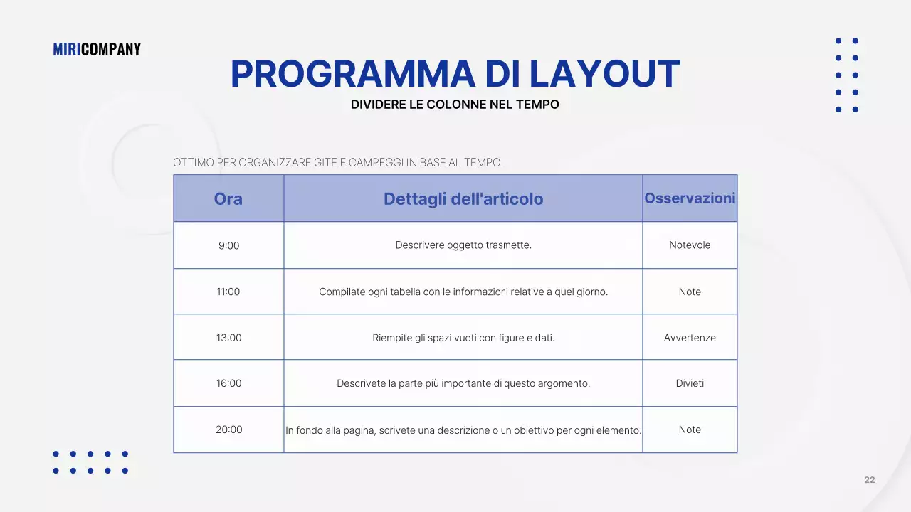 Presentazione aziendale minimalista in bianco e blu navy