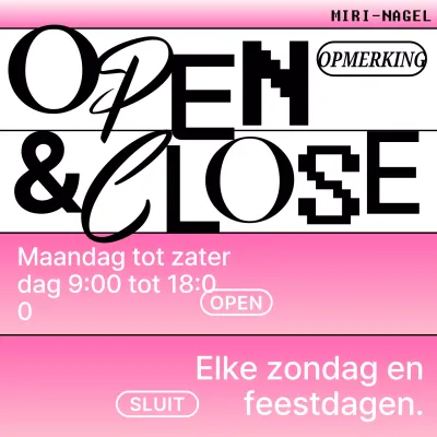 Aankondiging van de openingstijden van Pink's trendy winkels