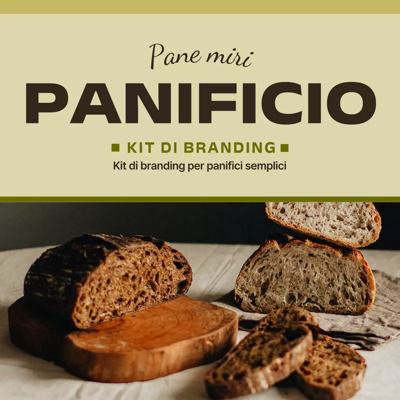 Un marchio di panetteria minimalista in giallo e kaki