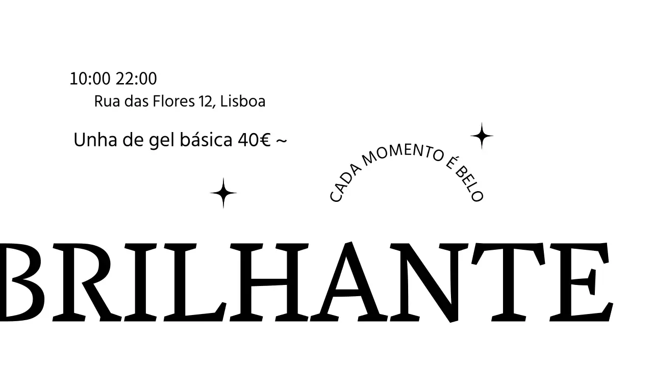 Salão de beleza luxuoso com layout de texto com serifas e brilho
