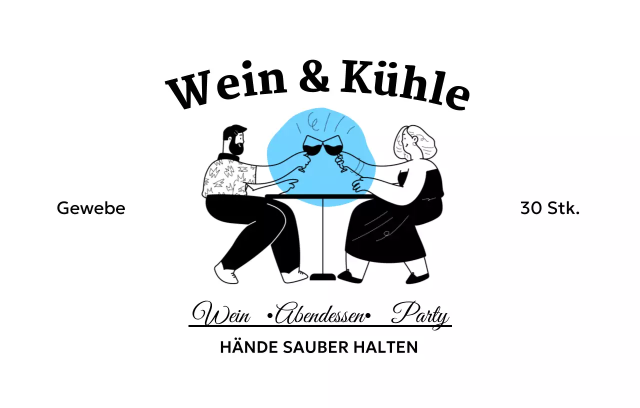 Werbedesign mit einer Illustration eines Weintrinkers
