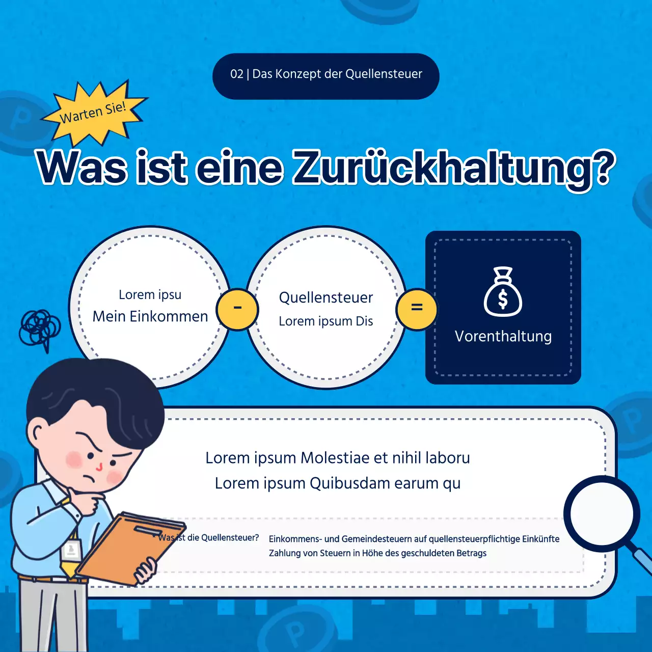 Einfache Jahresendabrechnung in Hellblau und Marineblau