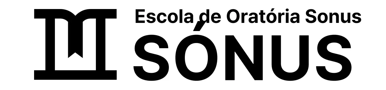 Desenho de uma escola de oratória com um ícone que representa um pódio