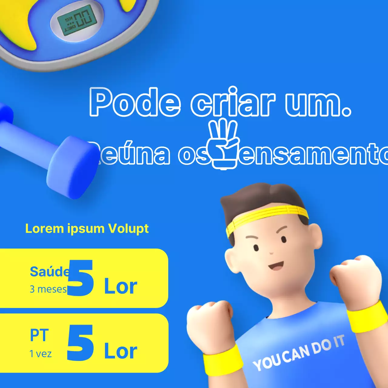 Promover um evento de ginástica amarelo e azul