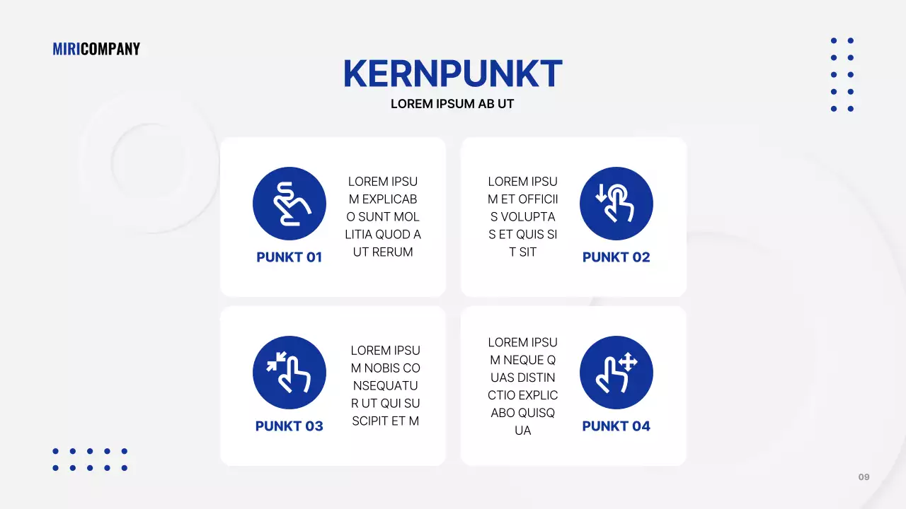 Minimalistische Geschäftspräsentation in Weiß und Marineblau