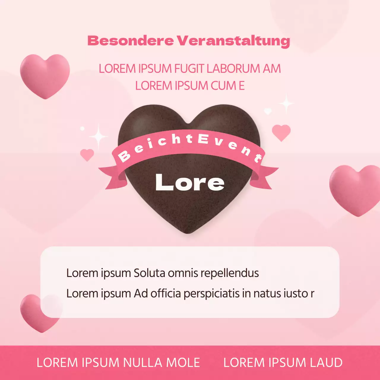 Kitschige Anzeige zum Valentinstag in Rosa und Braun