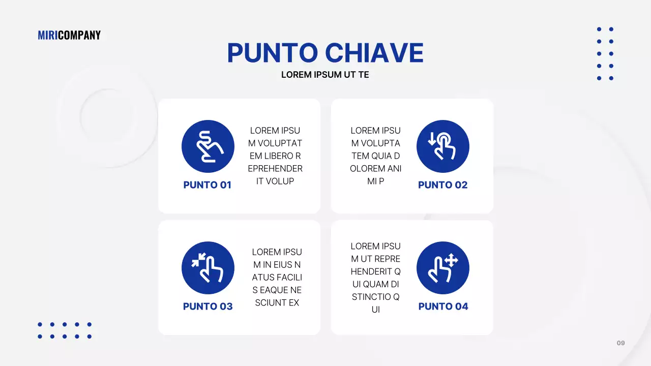 Presentazione aziendale minimalista in bianco e blu navy