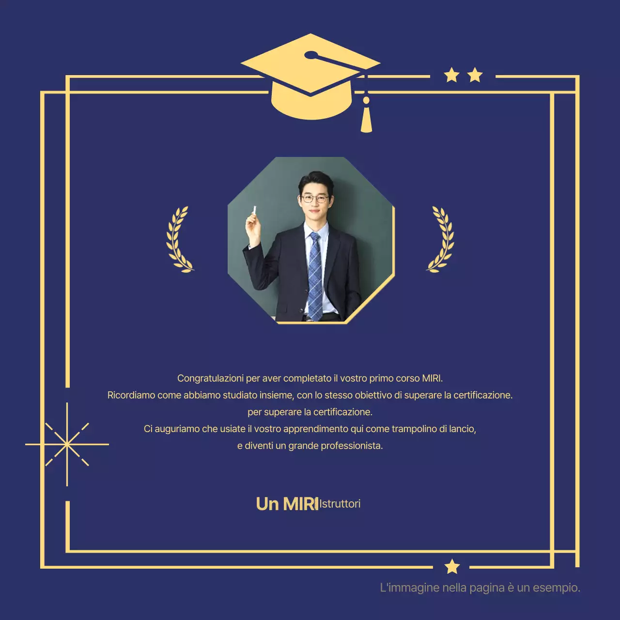 Un classico post di laurea in blu e oro