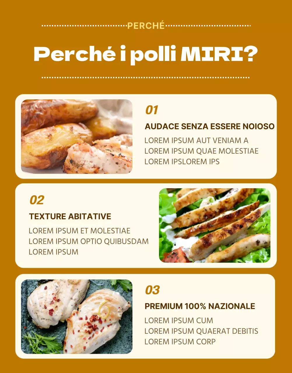 Promuovere petti di pollo vintage rosolati
