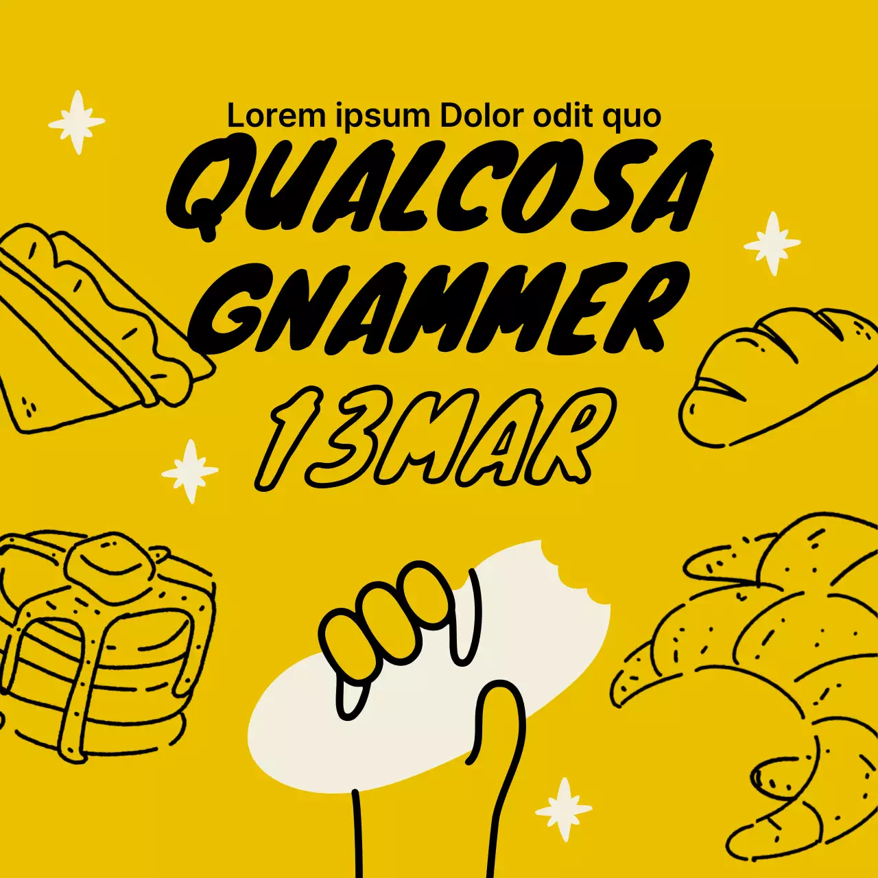 Menu semplice di una panetteria in giallo e beige con un annuncio di sconto