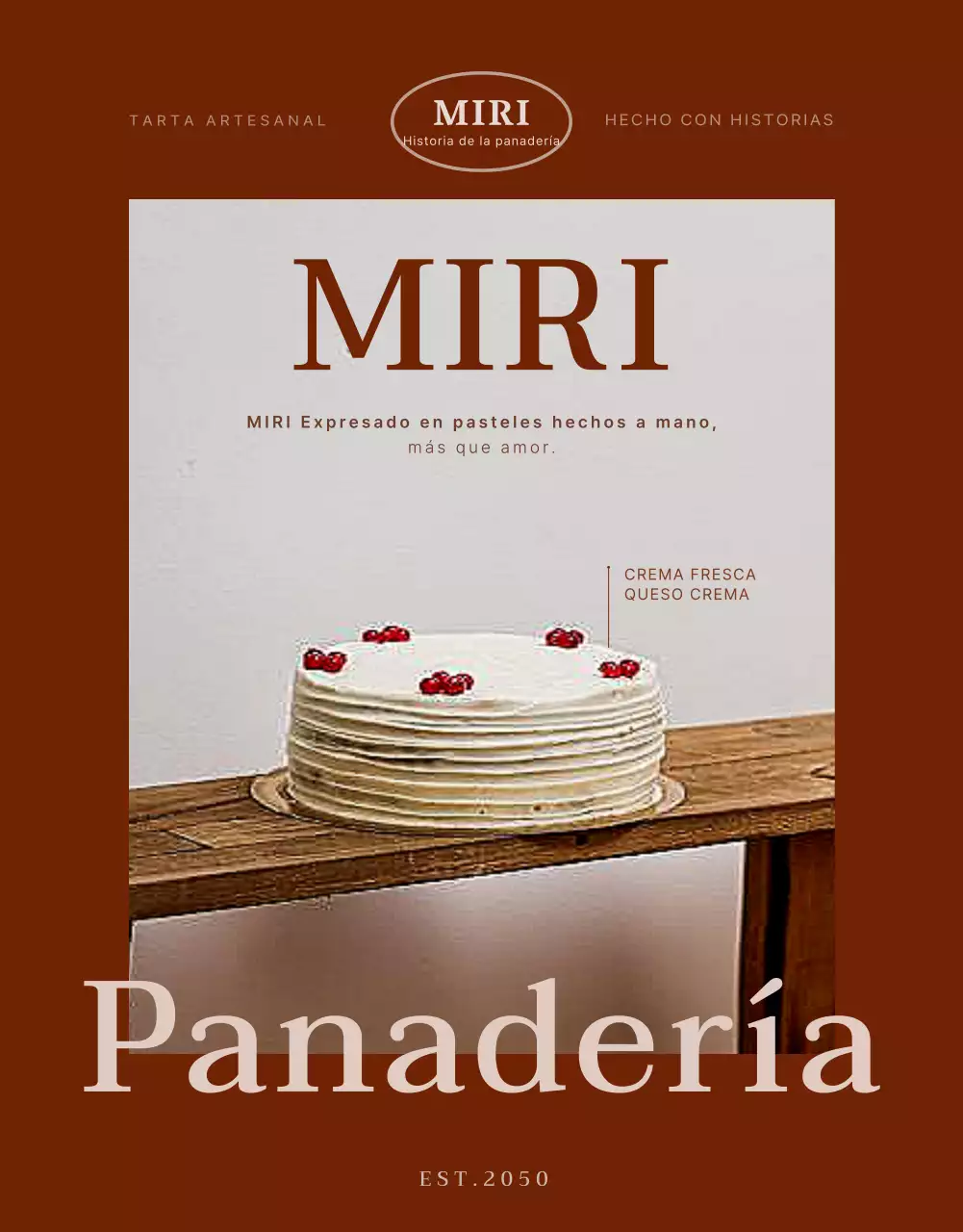 Promociona una bonita pastelería en rojo y rosa