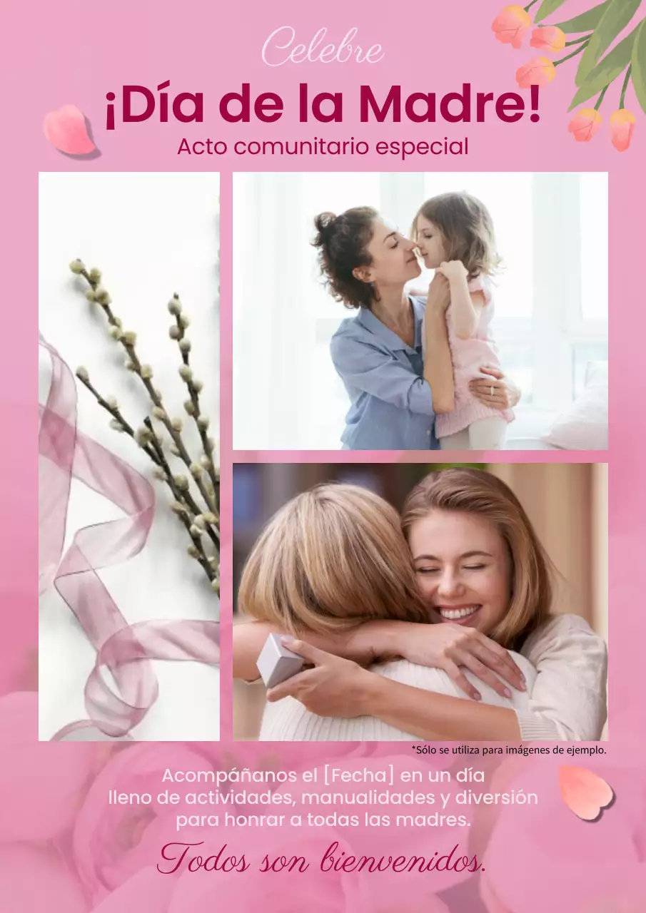 Encantadora Celebración en Blanco y Rosa del Día de la Madre Publicidad
