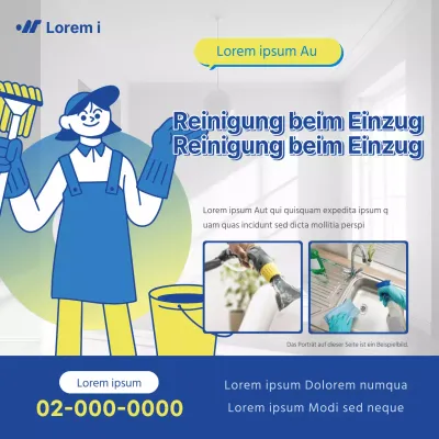 Grundreinigungsanzeige in blau und gelb