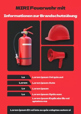 Moderne Feuerwehrausschreibung in rot und schwarz