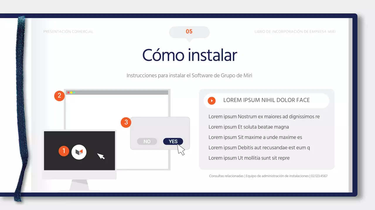 Materiales de formación sencillos de color azul y naranja para el libro de registro de nuevos empleados