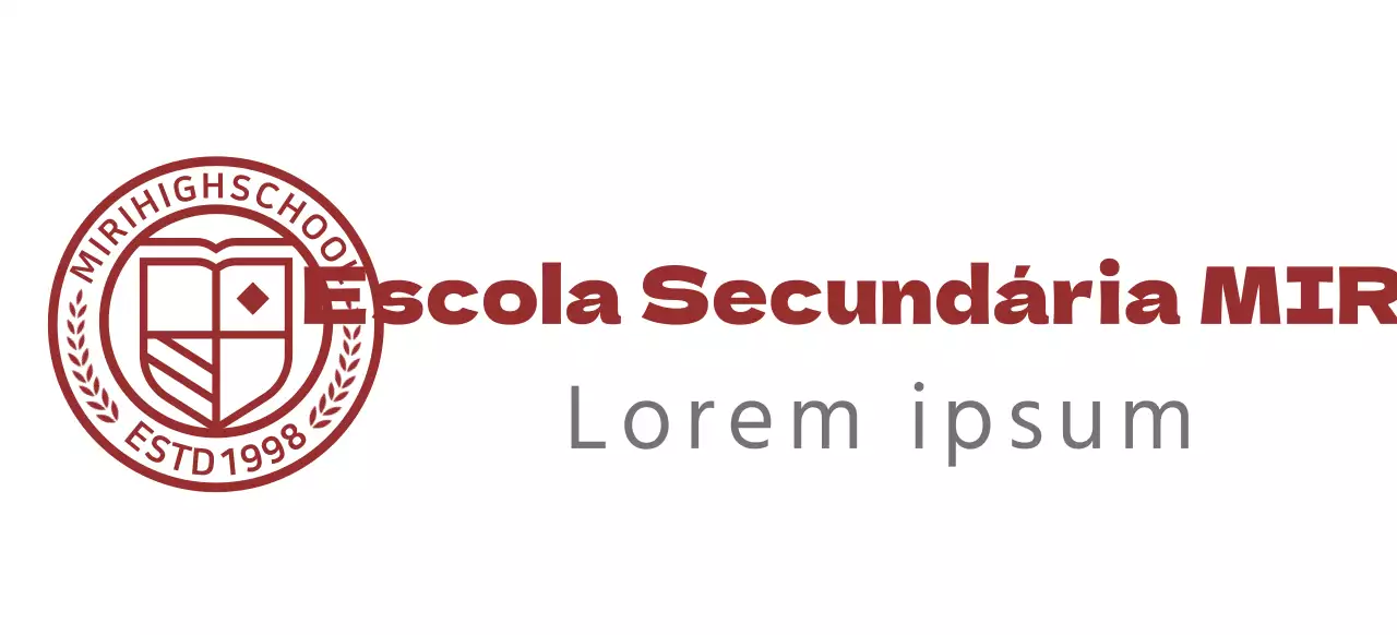 Logótipo do liceu sob a forma de um símbolo de educação circular em cor de vinho