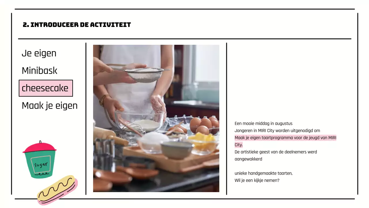 Presentatie van een mooie roze activiteit in een jeugdcentrum