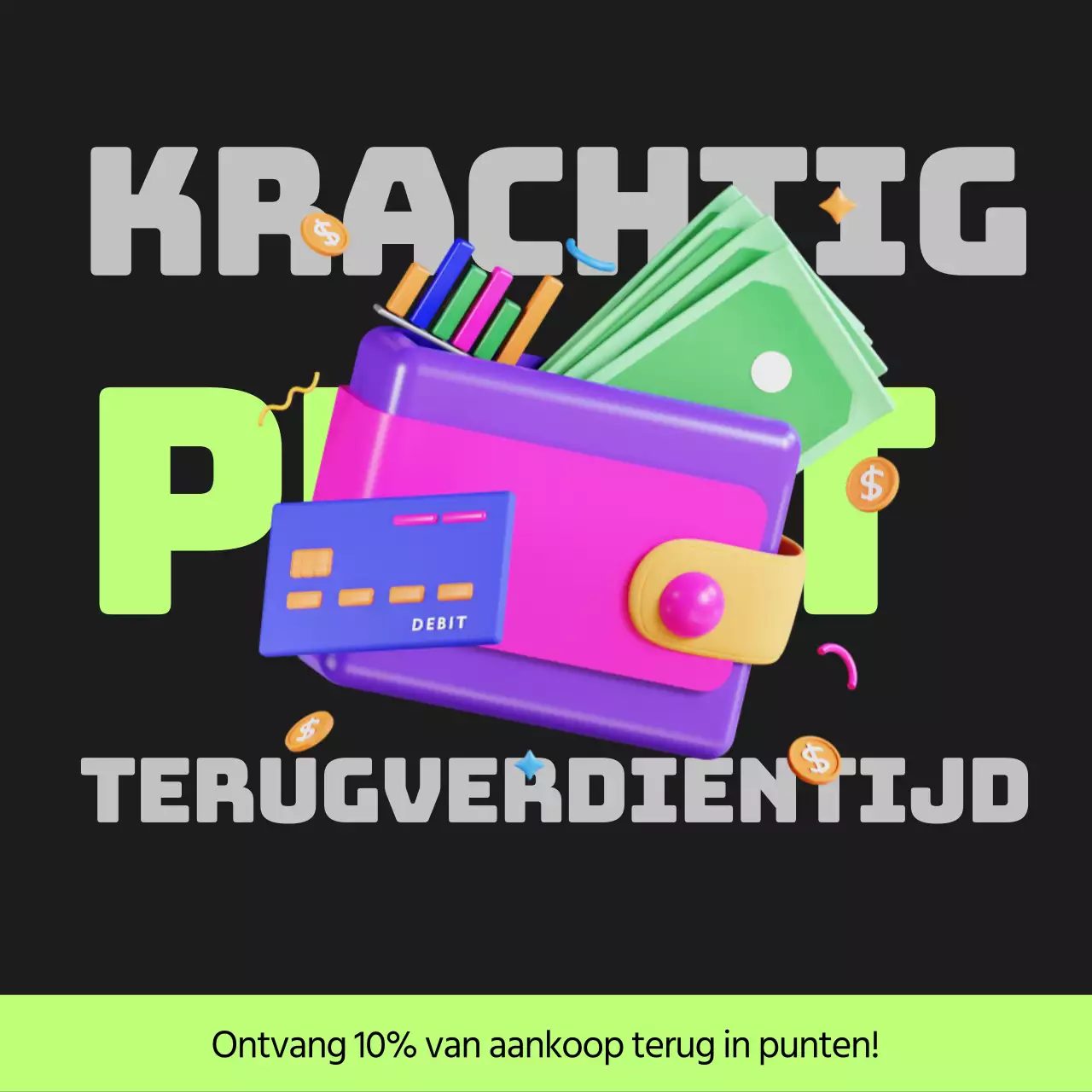 Cyberpunk points payback post in zwart en limoengroen