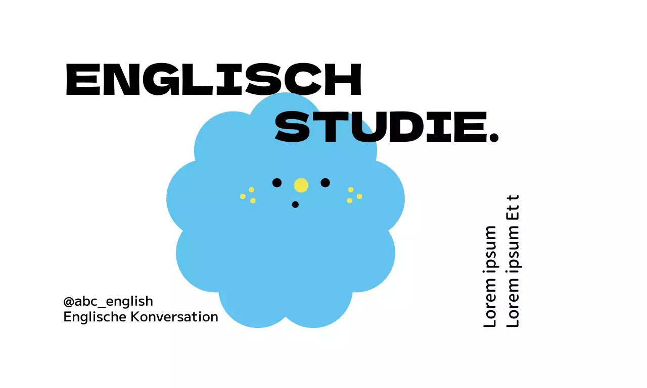 Englischsprachige Schulwerbung mit verschiedenen Illustrationen