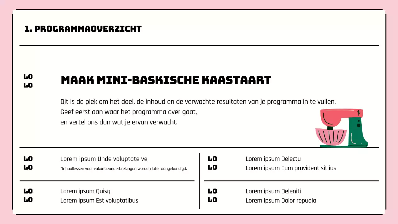 Presentatie van een mooie roze activiteit in een jeugdcentrum