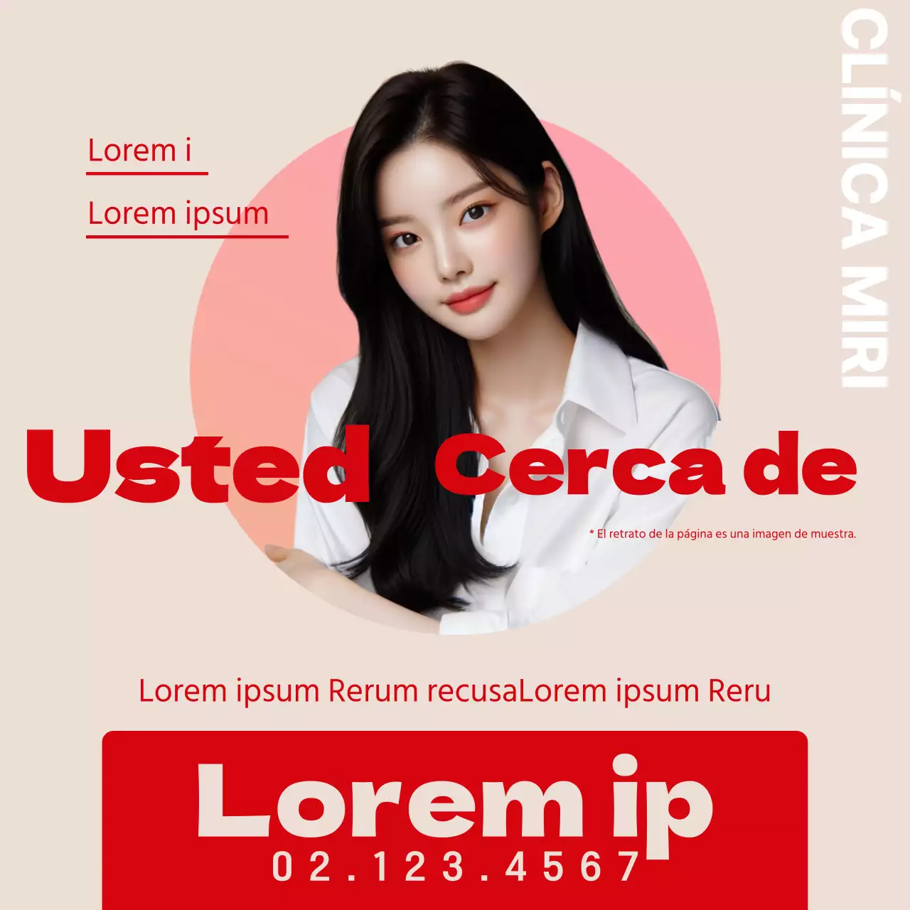 Promoción de cirugía plástica sencilla en rojo y beige