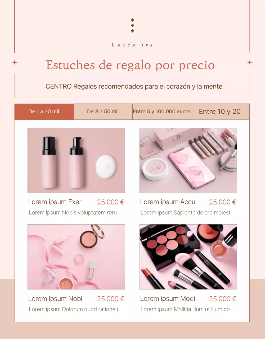 Promocione un set de regalo navideño de moda en rosa y beige