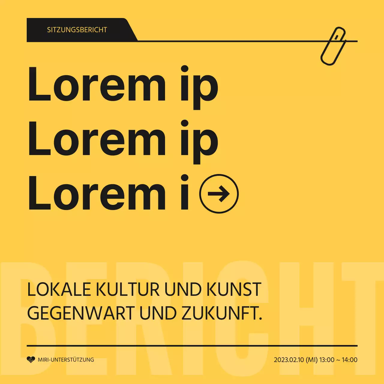 Ein einfacher gelb-schwarzer Bericht über die Ergebnisse einer Sitzung